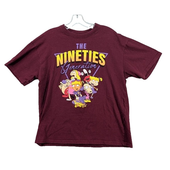 Nickelodeon The Nineties Generation Graphic T-Shirt Size XL Maroon Rugrats Cottn - Picture 1 of 7